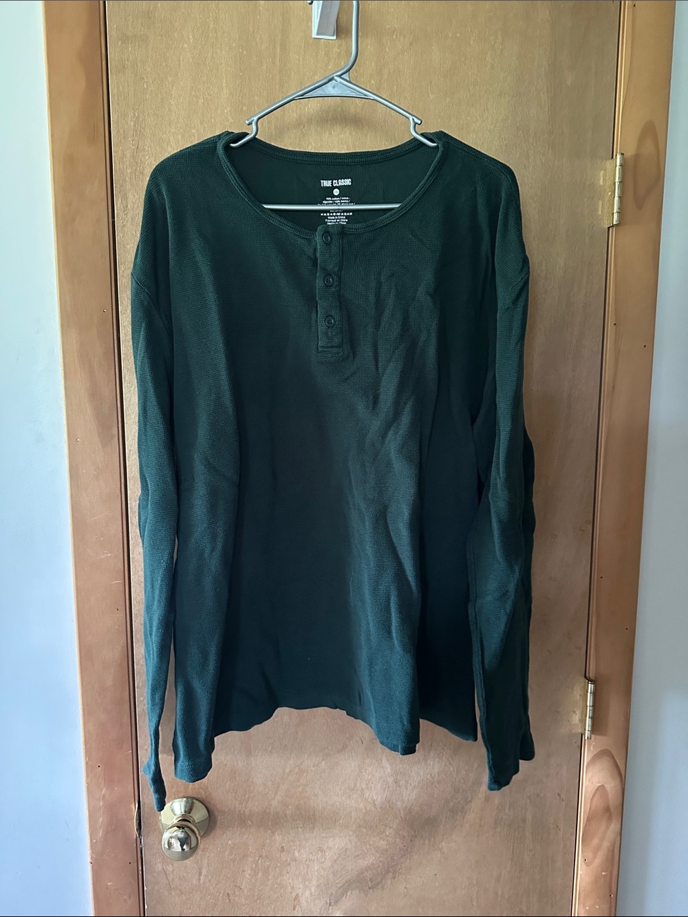 True Classic - Long-Sleeve Henley waffle - dark green
